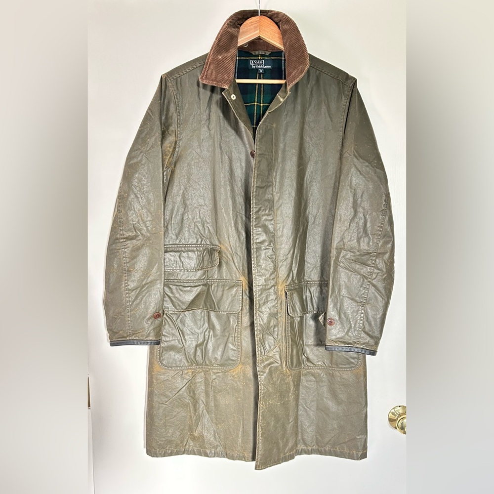 Vintage Polo Ralph Lauren Dark Olive Military/Hunting Field Trench Coat M
